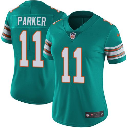 Nike Miami Dolphins #11 DeVante Parker Aqua Green Alternate Women Stitched NFL Vapor Untouchable Limited Jersey
